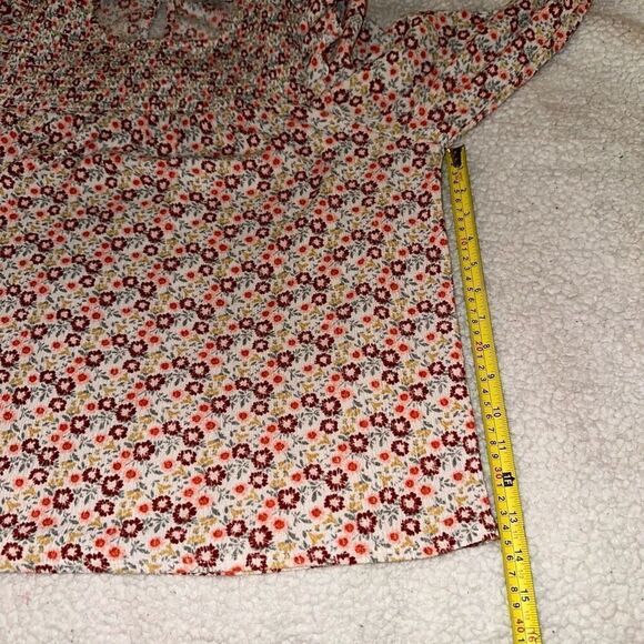 LOFT Women’s Floral Ruffle Boho Long Sleeve Flow Shirt Size Large - Picture 9 of 11